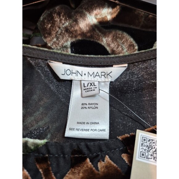 John Mark Women's Tunic Top Blouse Boxy Size Large - XL Boho Floral Black (18) - Picture 12 of 13